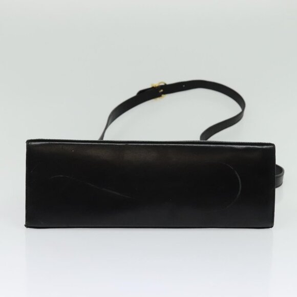 Salvatore Ferragamo Gancini Hand Bag Leather 2way Black Gold Auth 137422 - Picture 6 of 16